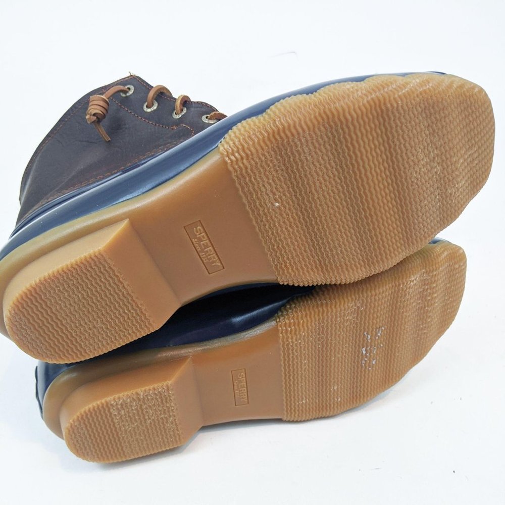 Sperry Saltwater Leather Duck Boots NEW Navy Blue - Picture 8 of 9
